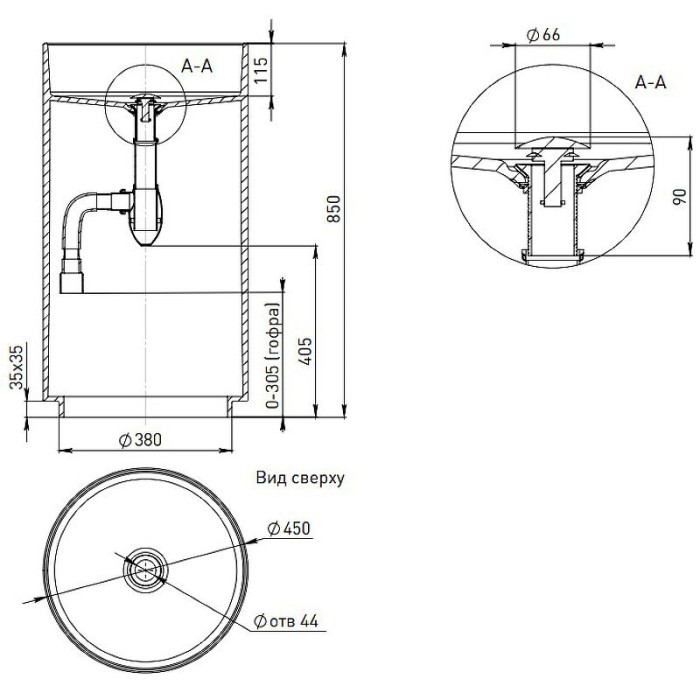 Salini раковина напольная 45x45, armonia, 130111sm цвет: матовый белый