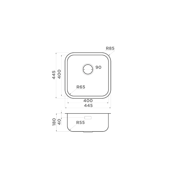 Omoikiri кухонная мойка Omi 44-U/I Quadro, графит арт. 4993494