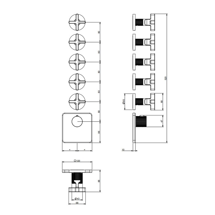 Gessi Смеситель для душа, встраиваемый, термостатический, резьба 3/4", Inciso, 58350#299 цвет: black xl