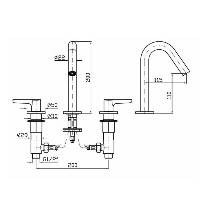 Zucchetti смеситель для раковины, на 3 отв., medameda, хром арт. zmm5504