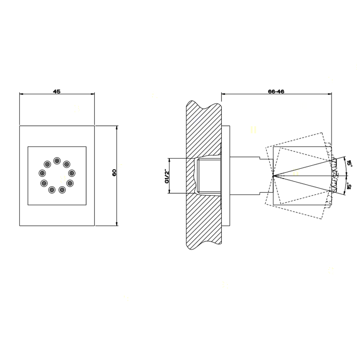 Gessi Поворотная боковая форсунка, Rettangolo, 20172#031 цвет: хром