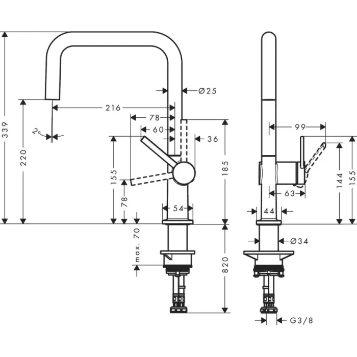 Hansgrohe смеситель для кухни, Talis M54, черный арт. 72844670