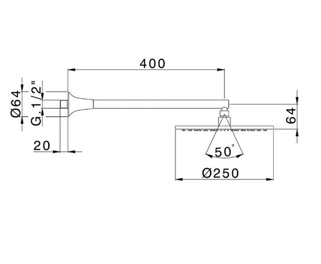 Cisal верхний душ d250 мм vi01319140 vita cisal, цвет: чёрный матовый