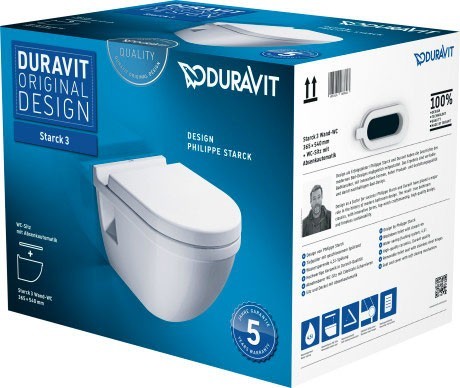 Duravit подвесной унитаз 54 см с сиденьем (комплект), starck 3, 42000900a1 цвет: белый