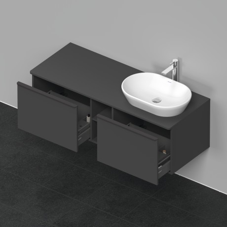 Duravit тумба подвесная под раковину справа 1400 мм х 550 мм и открытой полкой, d-neo, de4950r4949 цвет: графит матовый