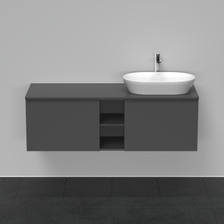 Duravit тумба подвесная под раковину справа 1400 мм х 550 мм и открытой полкой, d-neo, de4950r4949 цвет: графит матовый