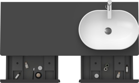 Duravit тумба подвесная под раковину справа 1400 мм х 550 мм и открытой полкой, d-neo, de4950r4949 цвет: графит матовый