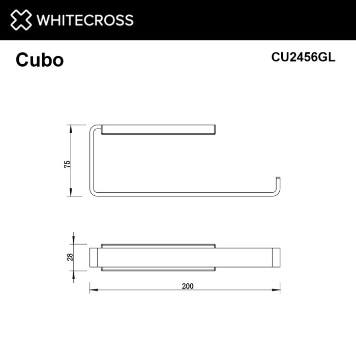 Полотенцедержатель, Whitecross Cubo gold, золото арт. CU2456GL