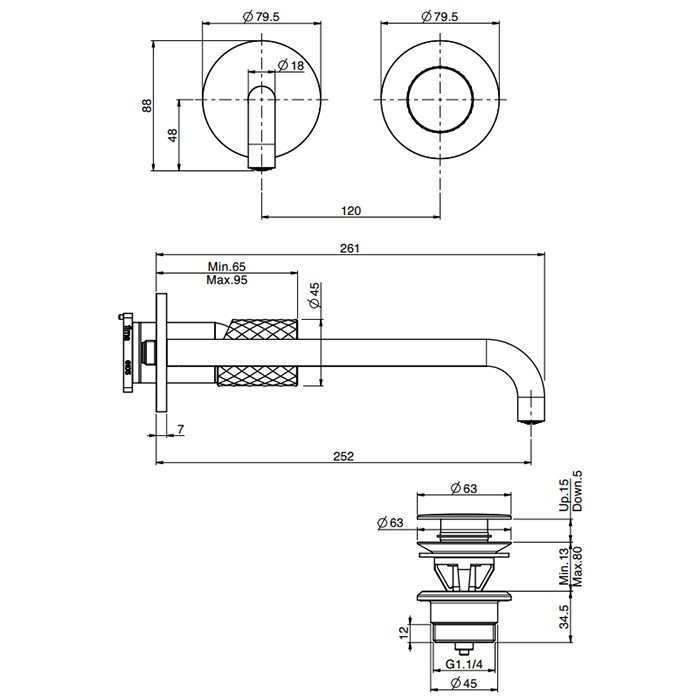 Fima Carlo Frattini cмеситель для раковины, встраиваемый, излив: 25.9см., spillo tech, хром арт. f3051twzx9xcr