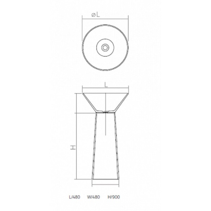 Раковина напольная d480хh900 мм, Dea Pedestal Basin, sunset арт. DD2022 480 R1