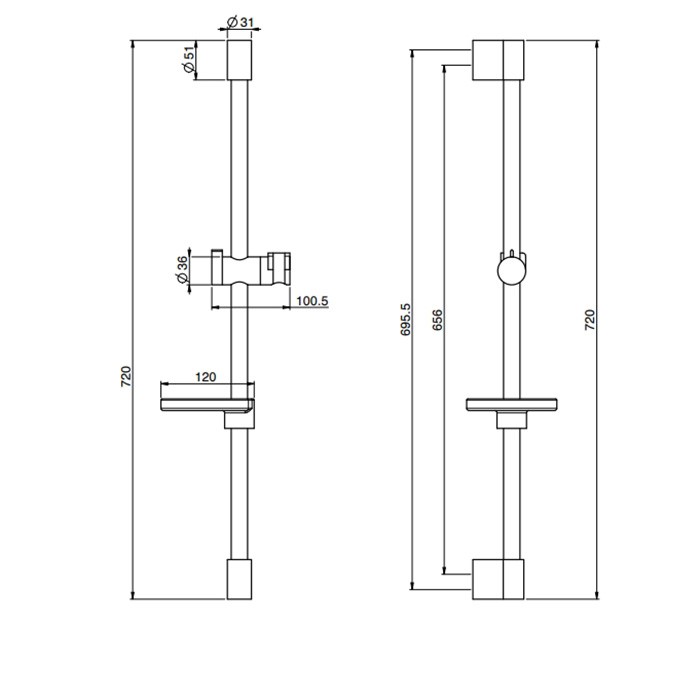 Fima Carlo Frattini душевая штанга, с мыльницей и держателем ручного душа saliscendi, хром арт. f2679/1cr
