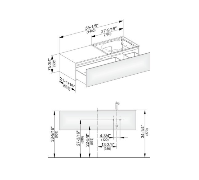 Keuco тумба подвесная под раковину справа с одним выдвижным фронтом со светодиодной подсветкой, edition 11, антрацит арт. 31166 390100