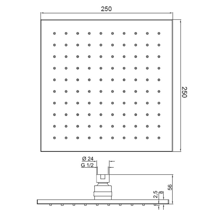Fima Carlo Frattini верхний душ 250х250 мм., из латуни wellness, хром арт. f2630/2cr