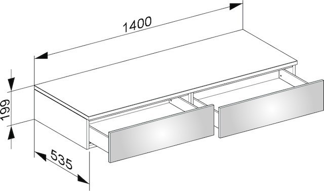 Keuco тумба боковая подвесная с двумя выдвижными фронтальными ящиками, edition 400, трюфель арт. 31764 140000