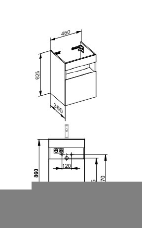 Keuco тумба под раковину 380 мм х 460 мм х 625 мм, с 1 дверцей, stageline, вулканит арт. 32822 970001