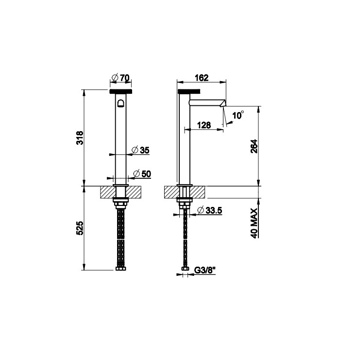 Gessi Смеситель для раковины высокий с коротким изливом. Без донного клапана, Anello, 63304#031 цвет: хром