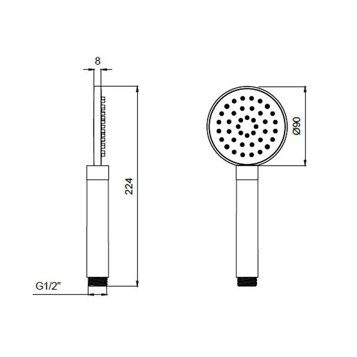 Лейка душевая ручная D90 мм, с одним типом струи, Almar Posh, E082108.CO цвет: медь брашированная PVD