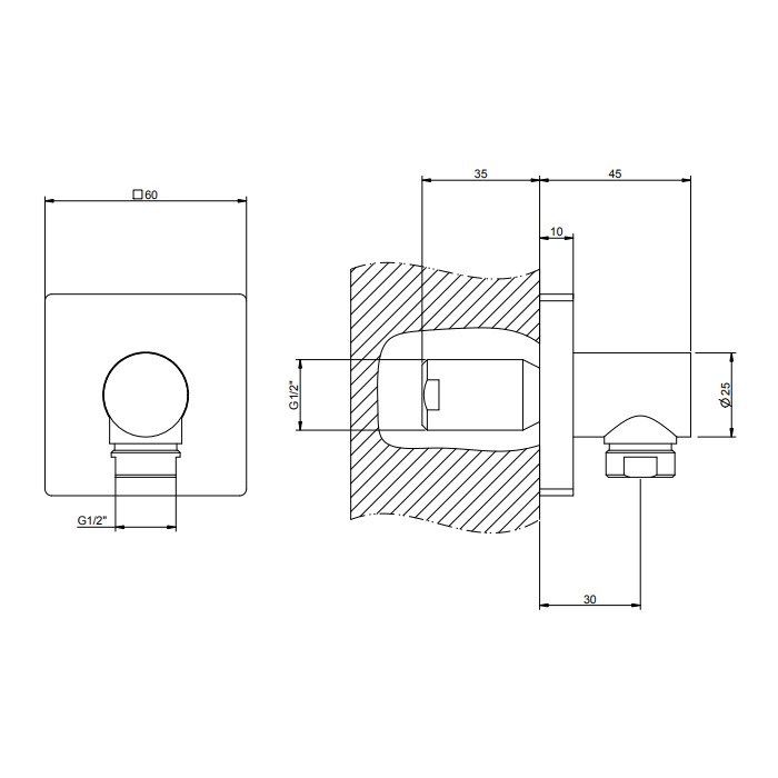 Gessi Вывод воды на 1/2", Rilievo, 59169#031 цвет: хром
