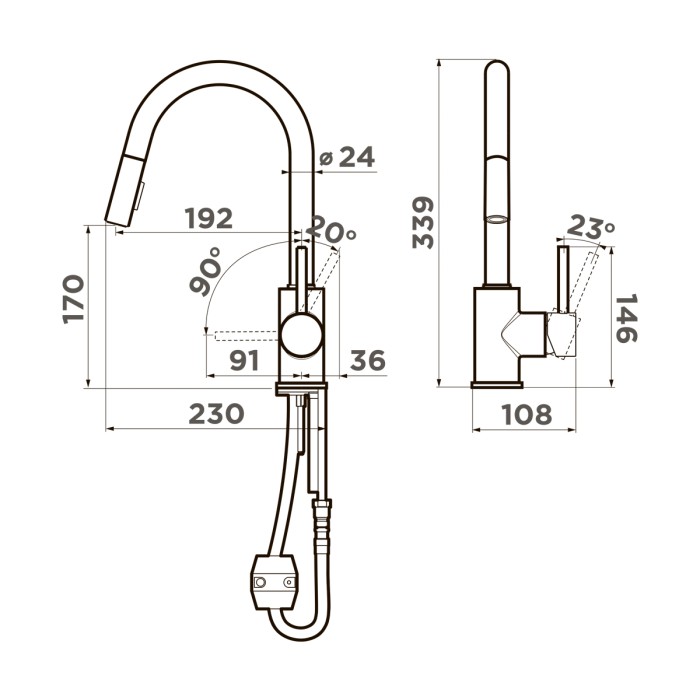 Omoikiri смеситель для кухни Shinagawa-SB-BN латунь/нержавеющая сталь арт. 4994459