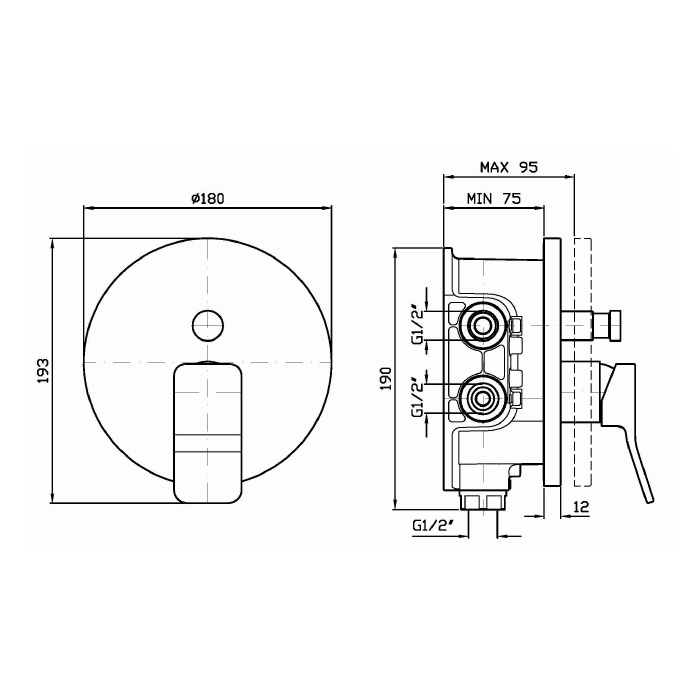 Zucchetti встроенный однорычажный смеситель для ванны и душа, для системы zeta, soft, хром арт. zp7096 r97800