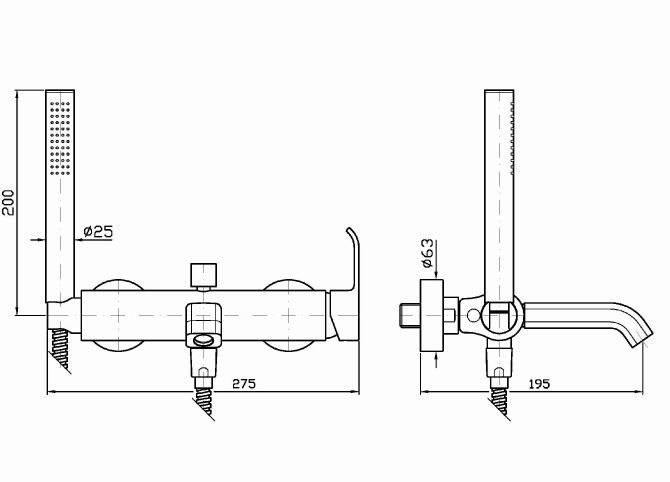 Zucchetti однорычажный смеситель для ванны с ручным душем, on, хром арт. zon520