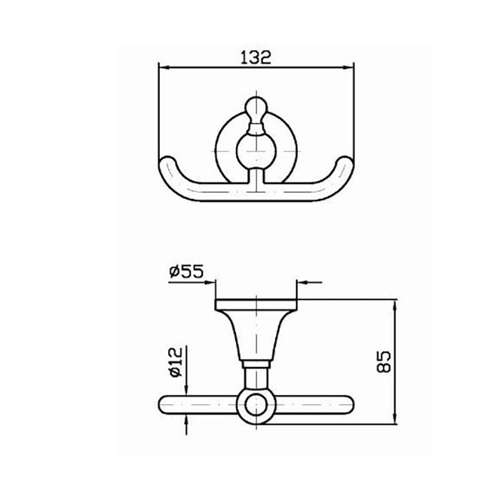 Zucchetti крючок двойной, подвесная, agora classic, золото матовое арт. zad450.c41