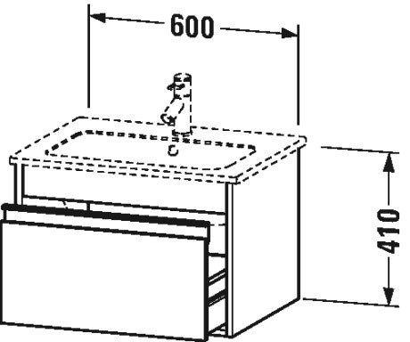 Duravit тумба подвесная под раковину с одним выдвижным ящиком, ketho, kt 6418 43 цвет: алюминий серебристый анодированный