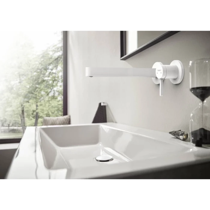 Hansgrohe смеситель для раковины с выпуском, Finoris, белый арт. 76050700