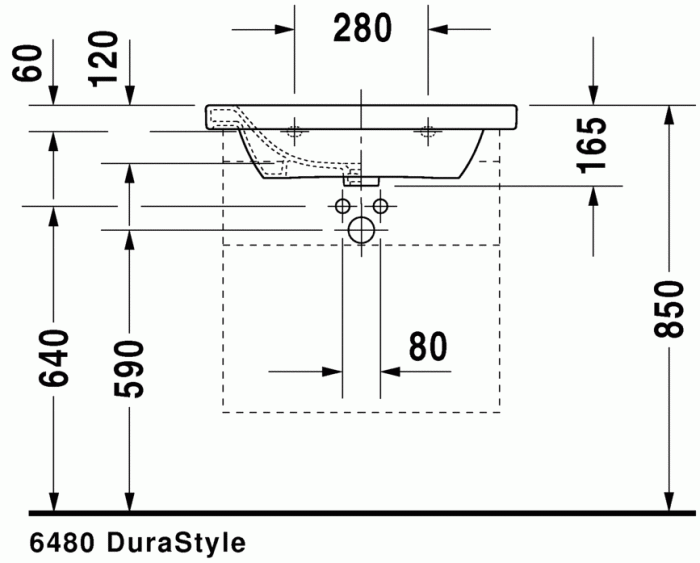 Duravit раковина встраиваемая сверху с одним отверстием для смесителя, durastyle, 23206500001 цвет: белый