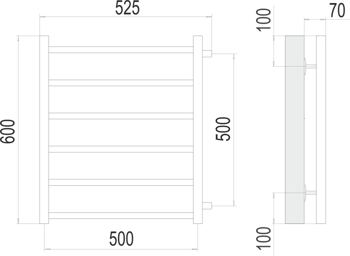 Terminus водяной полотенцесушитель вега п6 500х600 бп500, эконом арт. 4670078530004