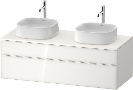 Duravit тумба подвесная под две раковины 550 мм х 1300 мм х 442 мм, zencha, ze4823b64840000 цвет: белое стекло/белый суперматовый