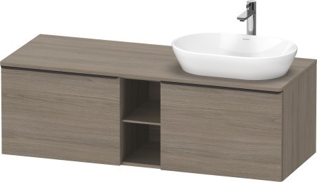Duravit тумба подвесная под раковину справа 1400 мм х 550 мм и открытой полкой, d-neo, de4950r3535 цвет: дуб терра