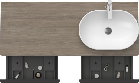 Duravit тумба подвесная под раковину справа 1400 мм х 550 мм и открытой полкой, d-neo, de4950r3535 цвет: дуб терра