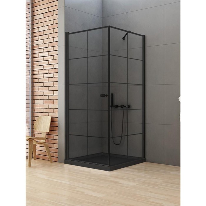 Душевое ограждение l 90x90x195, New trendy New soleo black, черный арт. D-0285A/D-0120B