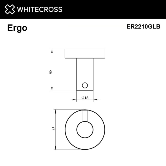 Крючок, для полотенец, Whitecross Ergo gold brushed, брашированное золото арт. ER2210GLB