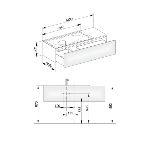 Keuco тумба подвесная под раковину слева с одним выдвижным фронтом, edition 11, черный арт. 31163 570000