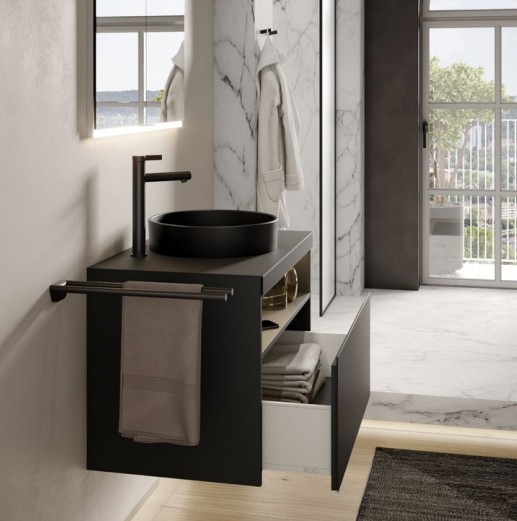 Keuco тумба под раковину с освещением 490 мм х 650 мм х 549 мм, с 1 выдвижным ящиком, с отверстием под смеситель слева, с сифоном, stageline, белый арт. 32854 300100