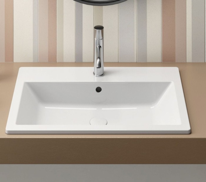 GSI Врезная сверху раковина 70х46 см, с переливом, санфаянс, с отв. под смеситель, Kube-x - 9437111