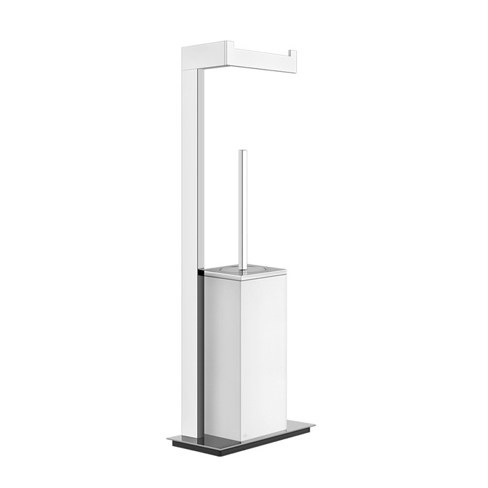 Gessi Стойка 61.4см., с держателем для туалетной бумаги и ершиком, напольная, Rettangolo, 20933#031 цвет: хром/белый