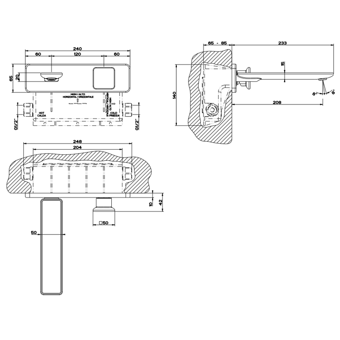 Gessi Внуренняя часть встраиваемого смесителя для раковины/биде, 20497#031 цвет: