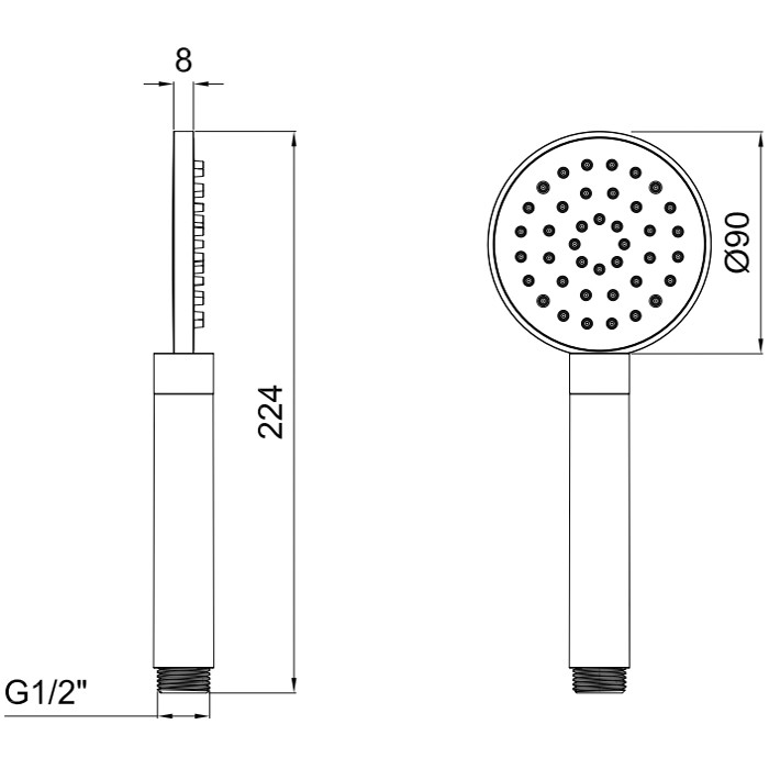 Лейка душевая ручная D90 мм, с одним типом струи, Almar Posh, E082108.AB цвет: черный металл брашированный PVD
