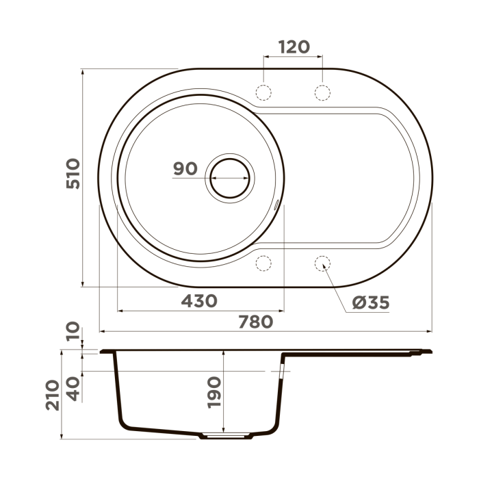 Omoikiri кухонная мойка Manmaru 78, бежевый арт. 4993413