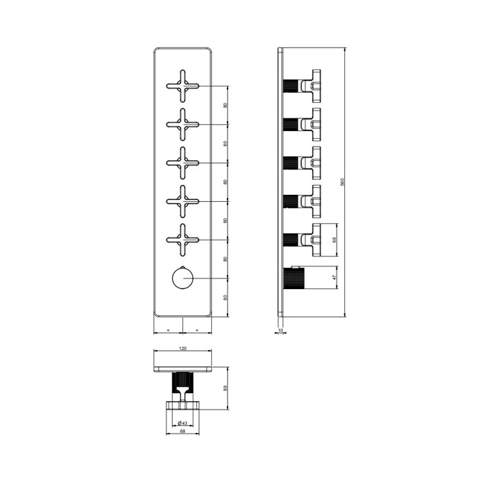 Gessi Смеситель для душа, встраиваемый, термостатический, резьба 3/4", Inciso, 58230#299 цвет: black xl
