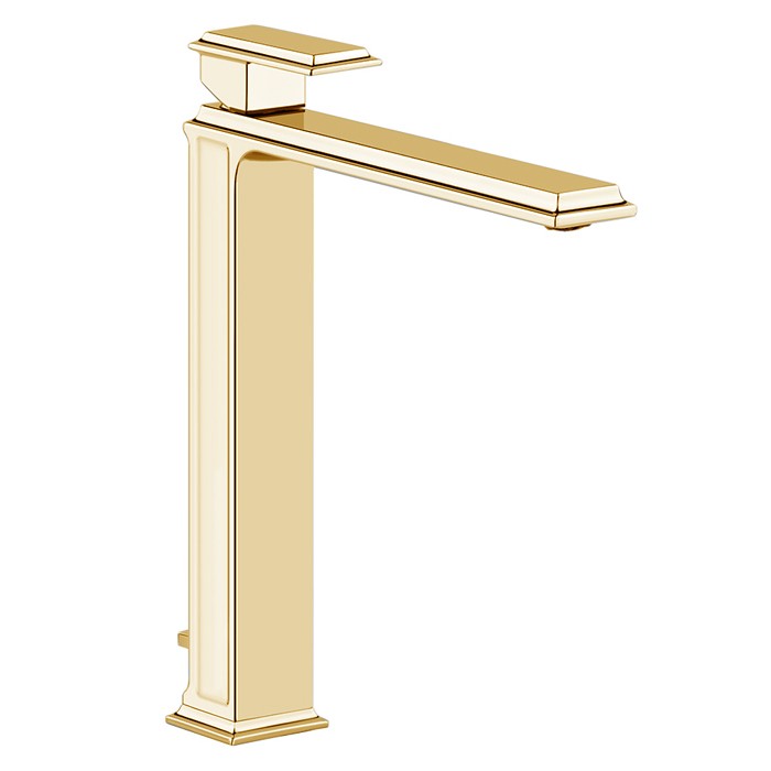 Gessi Смеситель для раковины на 1 отверстие, высокий, с донным клапаном, Eleganza, 46003#087 цвет: шлифованное золото