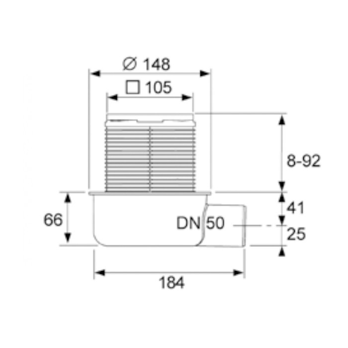 TECE трап низкий горизонтальный с декоративной решеткой из нерж. стали s50, с отводом dn50, - 3601050