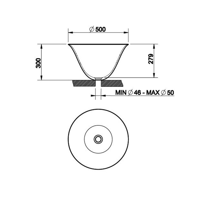 Gessi Раковина 40х18.5 см, без отв., накладная, керамическая, Goccia, 39123#519 цвет: белый
