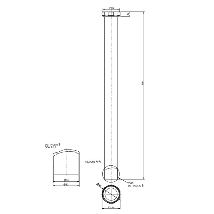 Gessi Удлинительная трубка для сифона, длина 40 см, хром - 28767#031