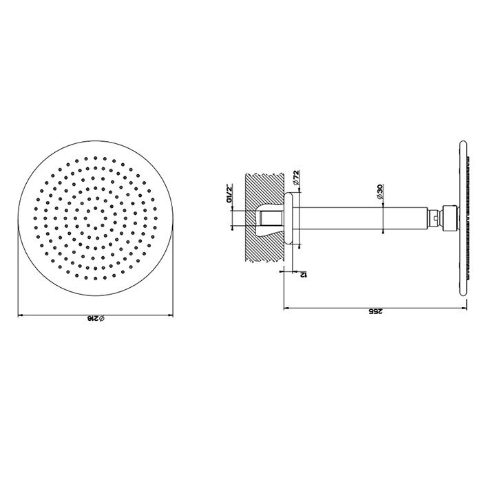 Gessi Верхний душ для потолочного крепления d216мм, Goccia, 33762#279 цвет: белый