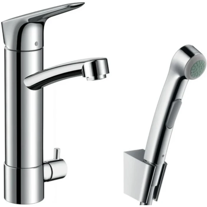 Hansgrohe смеситель для раковины без донного клапана с гигиеническим душем, Logis, хром арт. 31515000