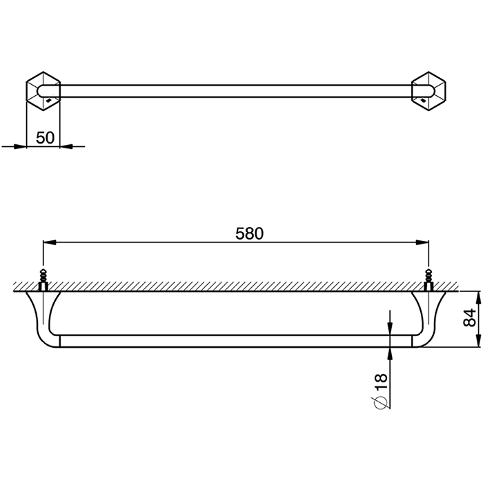 Cisal полотенцедержатель 58 см, подвесной ce09010224 cherie, цвет: золото